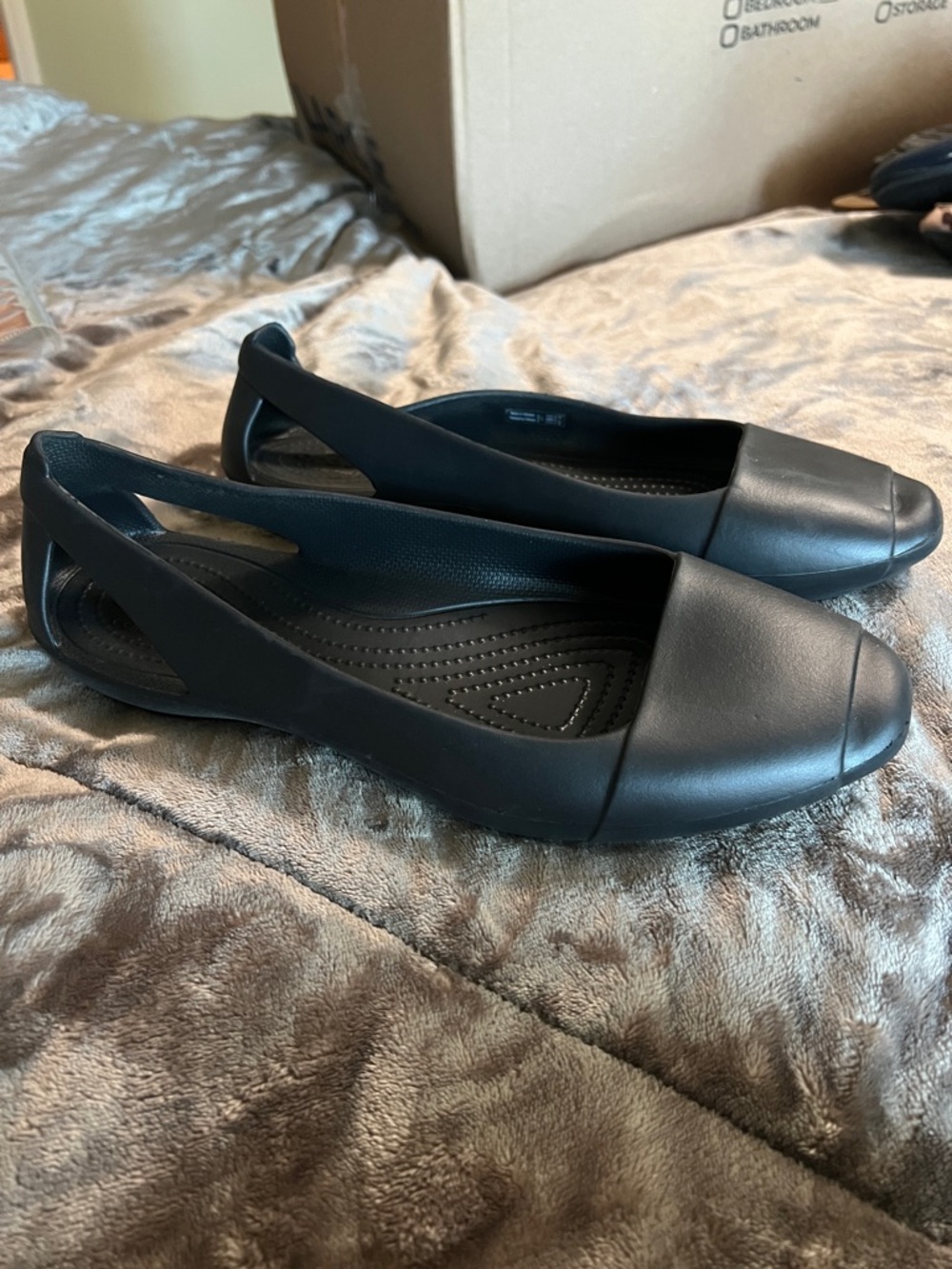 CROCS Women's Black Slingback Comfort Flats